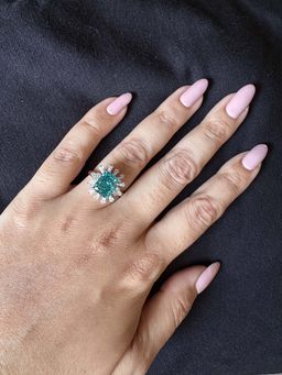 Mon Tresor - Rectangle Ice Green With Segmented Dia Halo