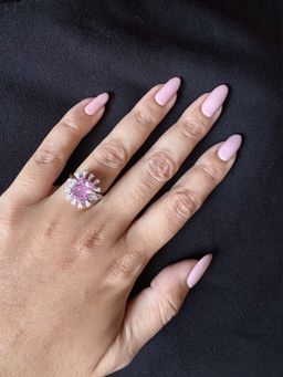 Mon Tresor - Pink Sapphire With Segmented Dia Halo