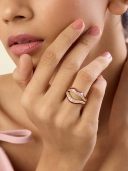 Isharya - Red Obscura Lip Ring In 18Kt Gold Plated