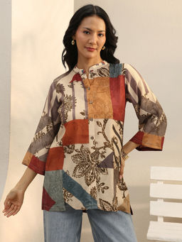 Libas - Multi Color Floral Printed Panelled Top