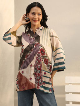 Libas - Multi-Color Floral Printed Panelled Shirt
