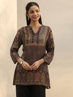 Libas - Brown Ethnic Motif Printed Straight Kurti