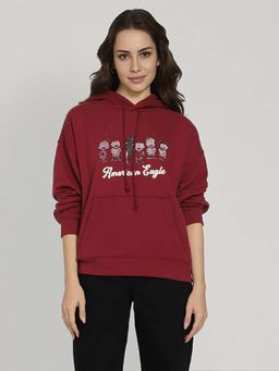 American Eagle - Women Burgundy Peanuts Holiday Graphic Hoodie