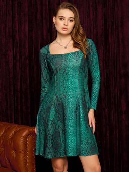 Mabish By Sonal Jain - Women Green Animal Print Mini Dress