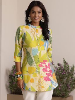 Libas - Women Green Floral Printed Regular Fit Silk Blend Kurti