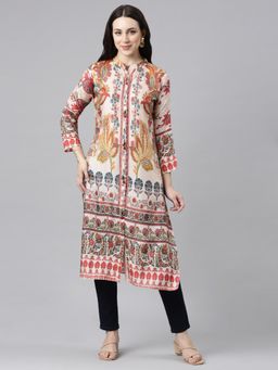 NEERU'S - Women Multi-Color Floral Printed Regular Fit Cotton Kurta