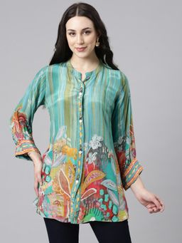 NEERU'S - Women Green Floral Printed Regular Fit Crepe Kurti