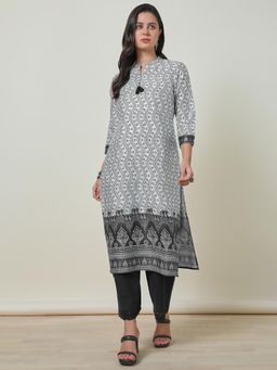 Soch - Women Off White Printed Regular Fit Polyester Kurta