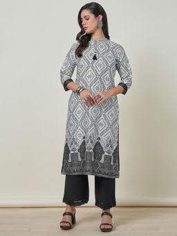 Soch - Women Off White Printed Regular Fit Polyester Kurta