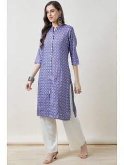 Soch - Women Lavender Printed Regular Fit Rayon Kurta