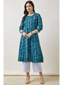 Soch - Women Green Printed Regular Fit Cotton Kurta