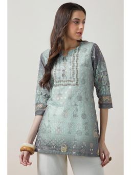 Soch - Women Blue Floral Printed Regular Fit Cotton Kurti