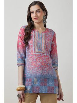 Soch - Women Pink Floral Printed Regular Fit Cotton Kurti