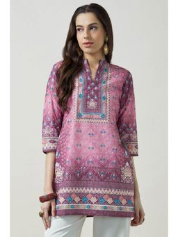 Soch - Women Purple Floral Printed Regular Fit Cotton Kurti