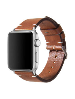 DailyObjects - Tan Two-stitch Handmade Leather Apple WatchBand (Silver 42/44mm)