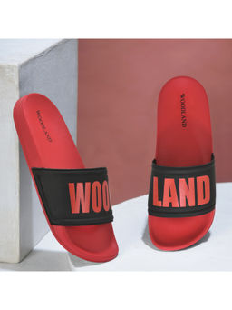 WOODLAND - Mens Black & Red Sliders