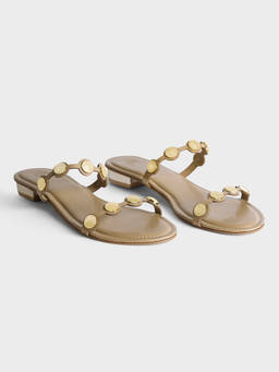 Twenty Dresses by Nykaa Fashion - Taupe Round Toe Studded Slip-On Flats for Women