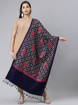 Pashmoda - Women Blue Aari Embroidered Shawl