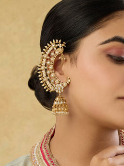 Indinoor - White Moyuri Temple Pair Of Ear Cuffs