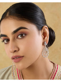 Indinoor - White Pair Of Taraneh Zircon Danglers