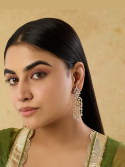 Indinoor - White Nooshin Zircon Pair Of Danglers