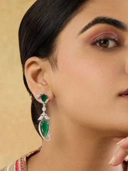 Indinoor - Green Pair Of Bahareh Zircon Danglers