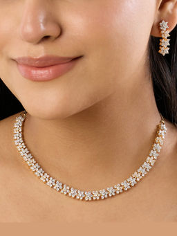Indinoor - White Arezoo Zircon Necklace with Earrings