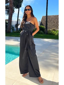 IS.U - Black One Shoulder Jumpsuit with Belt (Set of 2)