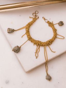 Vasundhara - Tassel Bracelet with Pyrite Drops