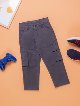 Purple United Kids - Boys Solid Trouser-Dark Grey