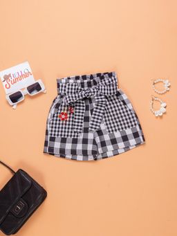 Purple United Kids - Girls Checks Shorts-Black