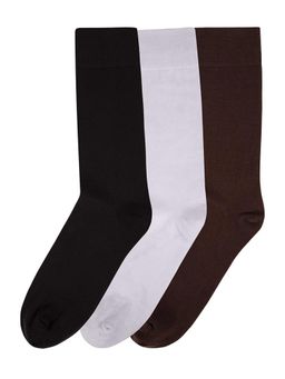 NEXT2SKIN - Mens Cotton Socks Crew Length Seamless Socks - Pack of 3 (Black:White:Brown)