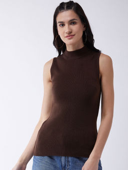 RVK - Women Brown Solid Pullover Sweater