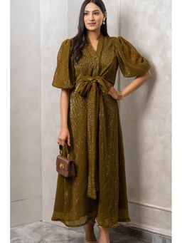 Label Swish - Olive Green Sequins Slay Dress