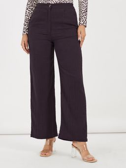 Styli - Women High Rise Wide Leg Solid Pant
