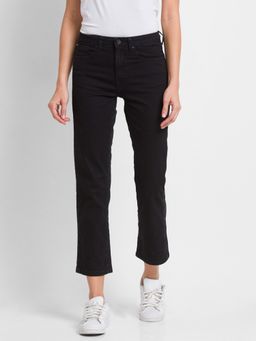 Spykar - Black Lycra Slim Straight Fit Ankle Length Jeans For Women (emma)