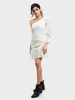 How When Wear - White Broderie Off Shoulder Dress