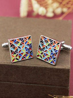 PELUCHE - Designer Multicolor Flower Enamel Cufflinks for Men