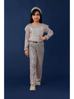 ZIP ZAP ZOOP - Gold Sequins Jumpsuit Stretchable with Belt