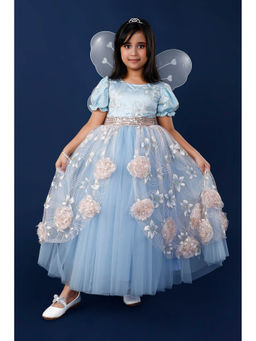ZIP ZAP ZOOP - Sky Blue & Peach Pretty Flower Princess Dress