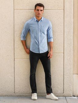 Lee - Men Slim Striped Blue Shirt