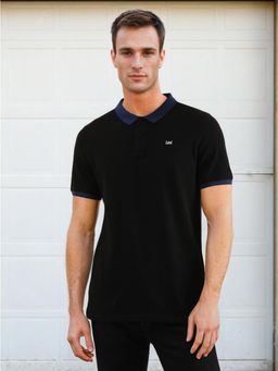 Lee - Mens Solid Black Polo T-Shirt (Slim)
