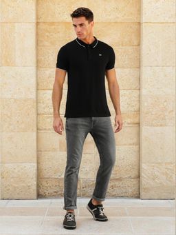 Lee - Mens Solid Black Polo T-Shirt (Slim)