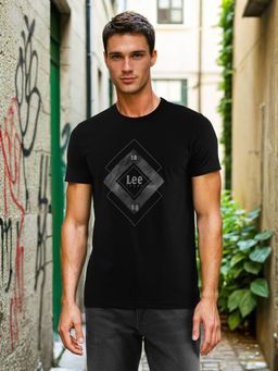 Lee - Mens Graphic Print Black Crew Neck T-Shirt (Slim)