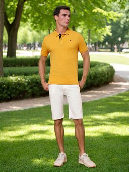 Wrangler - Mens Solid Yellow Polo T-shirt