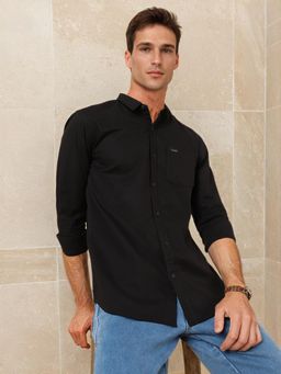 Wrangler - Mens Solid Black Casual Shirt