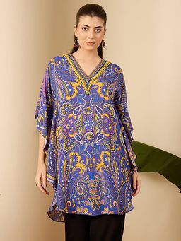 First Resort by Ramola Bachchan - Womens Blue Georgette Paisley Tunic