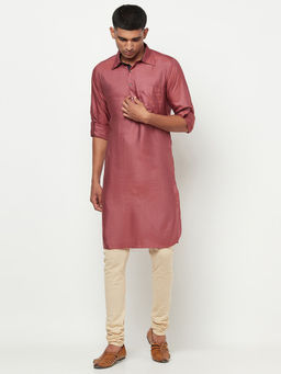 Fabindia - Viscose Tussar Rollup Sleeves Pathani Kurta