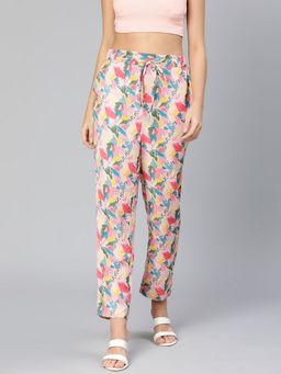 Oxolloxo - Colorsflex Floral Print Elasticated Women Pant