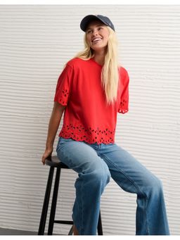 American Eagle - Women Red Round Neck T-Shirt